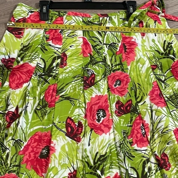 Talbots Women’s Midi Skirt Size 14 Green & Pink Tropical Floral Pleated Colorful - Picture 7 of 10